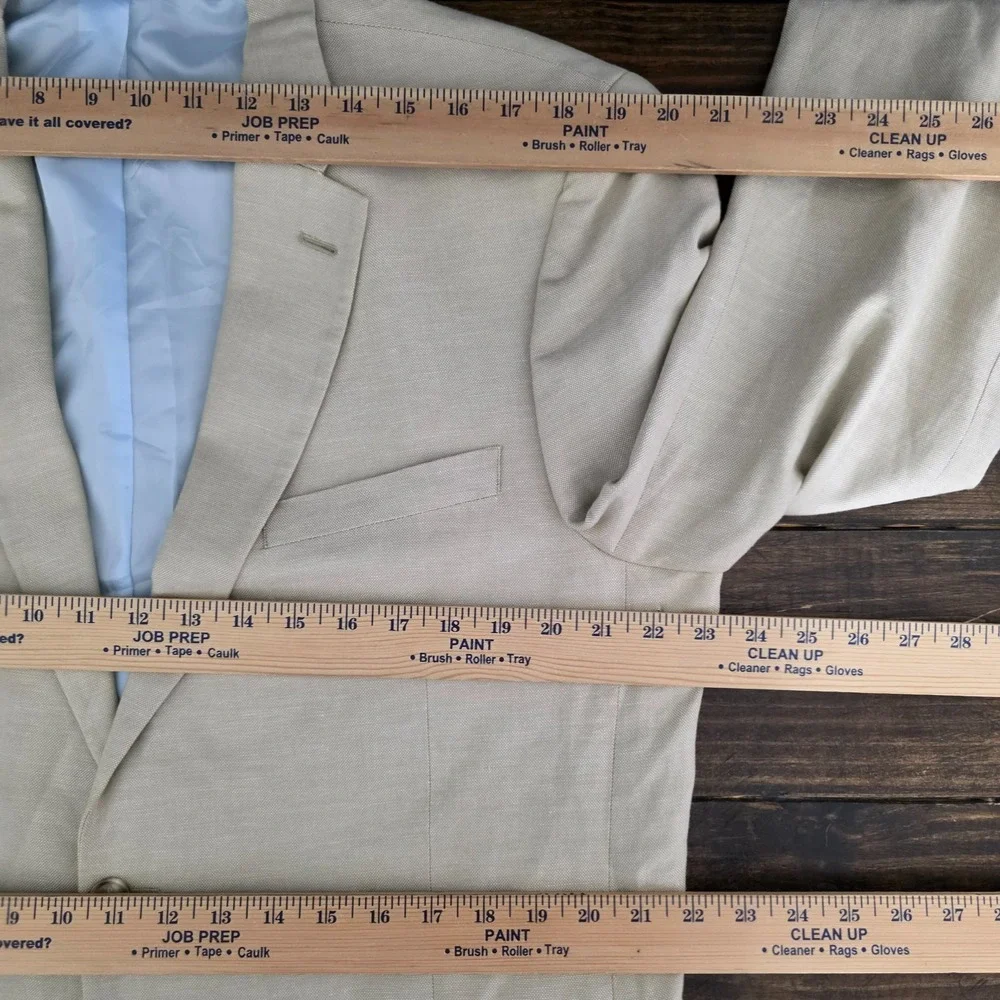Tommy Hilfiger Men's Sport Coat Blazer Two Button Beige Linen Cotton‎ Blend 44L